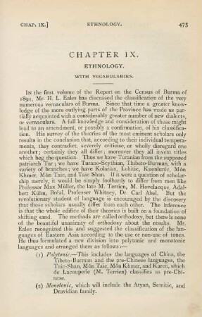 Chapter IX. Ethnology