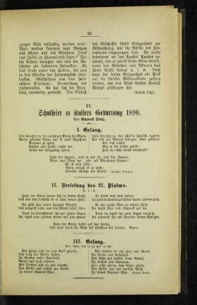 Schulfeier zu Kaisers Geburtstag 1890