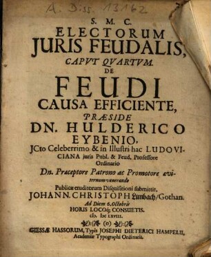 Electorum Iuris Feudalis, Caput Quartum. De Feudi Causa Efficiente