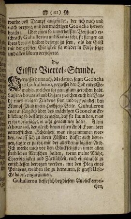 Die Eilfte Viertel-Stunde. - Die Funffzehende Viertel-Stunde.