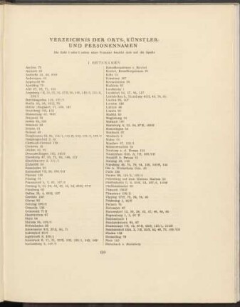 Verzeichnis der Orts-, Künstler- und Personennamen
