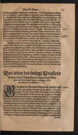 Das leben des heiligen Priesters Goaris ....
