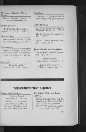 Bezugsquellenregister Cuxhaven