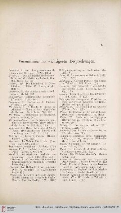 Verzeichnis der wichtigeren Besprechungen