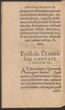 Epistola Dominicae Cantate ...