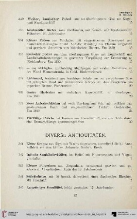 Diverse Antiquitäten (Nr. 341-362)