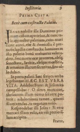 Prima Cista. Bene cum exstructo Palatio.