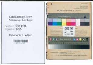 Entnazifizierung Friedrich Dickmann , geb. 13.03.1907 (Kaufmann)