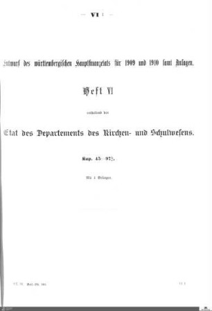 Hauptfinanzetat 1909-1910, Heft 6
