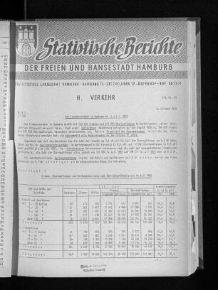 Der Fremdenverkehr in Hamburg im Juli 1958 : Lfd. Nr. 43