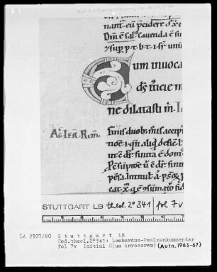 Petrus Lombardus, Psalmenkommentar — Initiale C (um invocarem), Folio 7verso