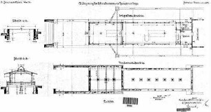 Ochsenhausen: Verwaltungsgebäude mit Güterschuppen Grundriß EG,Fundament,Schnitte,Entwäss.