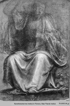 Sitzende männliche Gewandfigur