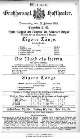 Die Magd als Herrin. (La serva padrona.)