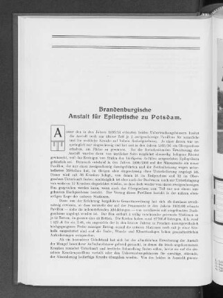 Brandenburgische Anstalt für Epileptische zu Potsdam.