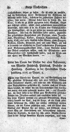 Ueber den Canon der Bücher des alten Testaments.