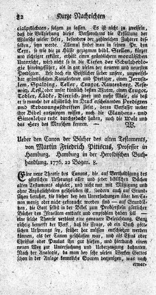 Ueber den Canon der Bücher des alten Testaments.