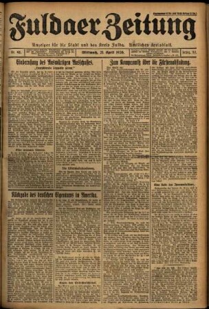 Ausgabe vom Mittwoch, den 21. April 1926.