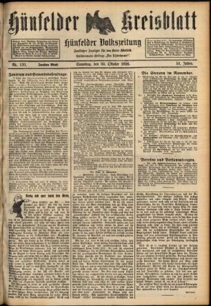 Zweite Ausgabe vom Samstag, den 30. Oktober 1926.