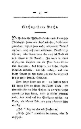 Sechszehnte Nacht. Bei Fichtianern