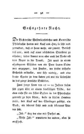 Sechszehnte Nacht. Bei Fichtianern