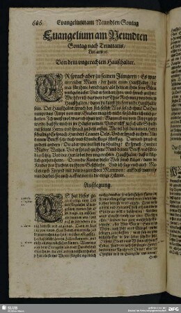 Evangelium am Neundten Sontag nach Trinitatis, Luc. am 16.