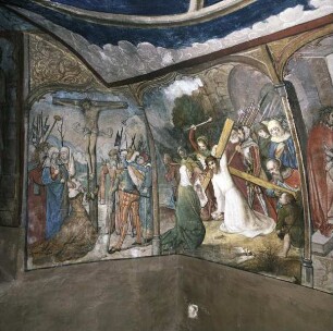Zwei Szenen aus der Passion Christi: Kreuztragung und Kreuzigung