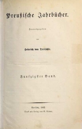 Preußische Jahrbücher. 50. 1882