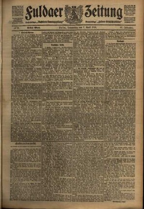 Erste Ausgabe vom Donnerstag, den 07. April 1910.