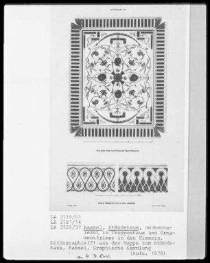 Kassel & Ständehaus & Deckenmalerei im Treppenhaus und Ornamentfriese in den Zimmern