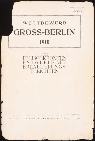 Wettbewerb Groß-Berlin 1910 Titelblatt: Titelblatt (aus: Wettbewerb Groß-Berlin 1910. Die preisgekrönten Entwürfe mit Erläuterungsberichten, 1911)