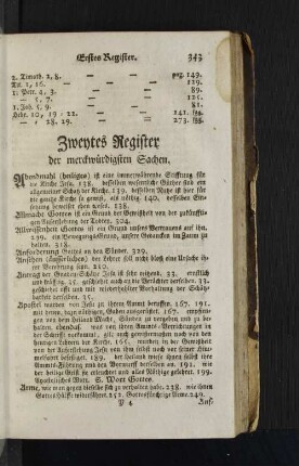 Zweytes Register der merckwürdigsten Sachen.