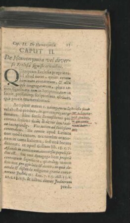 Caput II. De Homonymia vel diversis Ecclesiae significationibus.