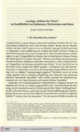 Karl-Josef Kuschel: Lessings „Nathan der Weise" im Konfliktfeld von Judentum, Christentum und Islam