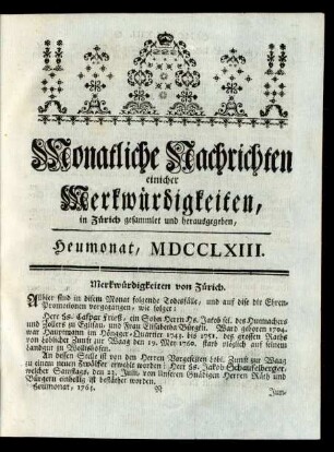 Heumonat, MDCCLXIII