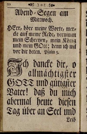 Abend-Segen am Mittwoch