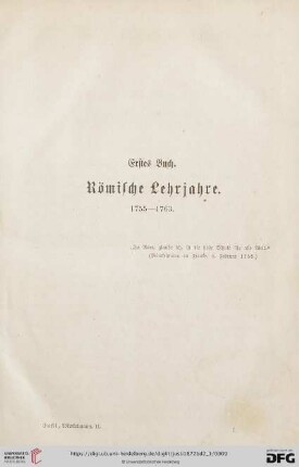 Erstes Buch: Römische Lehrjahre (1755 - 1763)