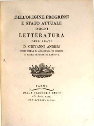 Dell'Origine, Progressi E Stato Attuale D'Ogni Letteratura, 7. Contenente ... Delle Scienze Ecclesiastiche ; pt. 2
