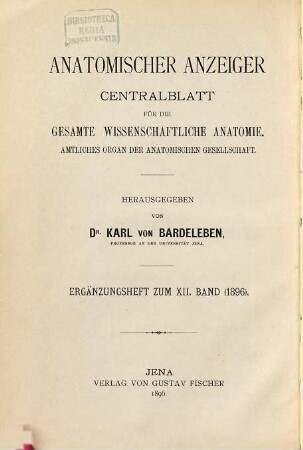 Verhandlungen der Anatomischen Gesellschaft : ... Versammlung. 10. 1896. Zu Berlin