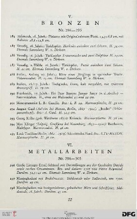 V. Bronzen (Nr. 284-295)