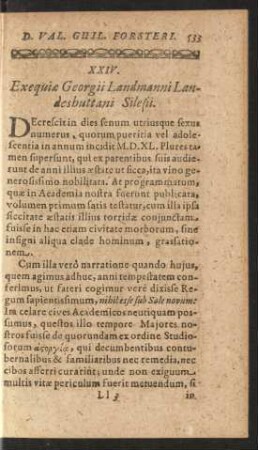 XXIV. Exequiae Georgii Landmanni Landesbuttani Silesii.