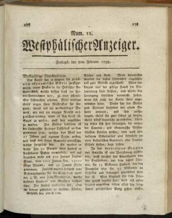 Num. 12. Freitags, den 8ten Februar. 1799