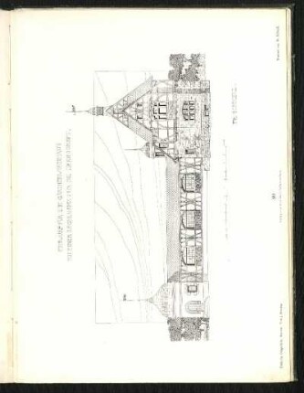 Entwurf für ein Gärtnerwohnhaus mit einer Kegelbahn für die Herrschaft. / Entwurf von Fr. Schnell.