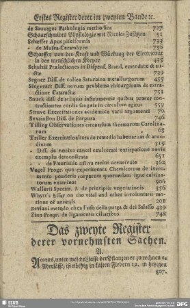 Das zweyte Register derer vornehmsten Sachen