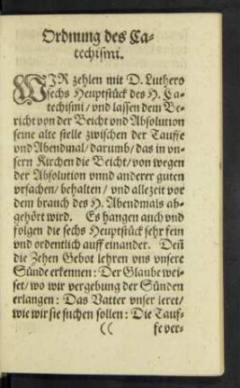Ordnung des Catechismi.