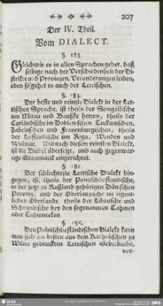 Der IV. Theil. Vom Dialect