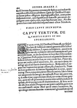Capvt Tertivm, De Qvaestionibvs Et Responsionibvs.