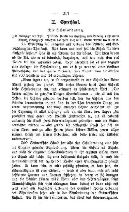 Die Schulordnung : Sprechsaal