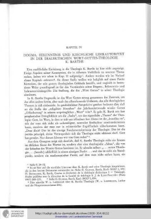 Kapitel IV - Dogma, Bekenntnis und kirchliche Lehrautorität in der dialektischen Wort-Gottes-Theologie K. Barths