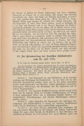 52. Der Grundvertrag des Deutschen Fürstenbundes vom 23. Juli 1785.